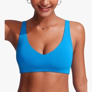 CRZ YOGA V Shaped Padded V Back Wide Straps Sports Bra